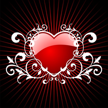 carte Un coeur baroque rouge et noir