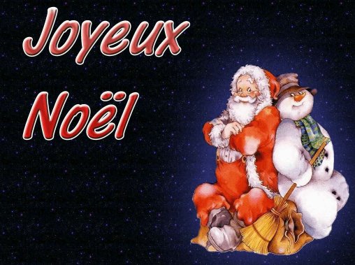 carte Le pére Noël et le bonhomme de neige