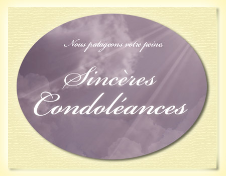 carte Sincères Condoléances
